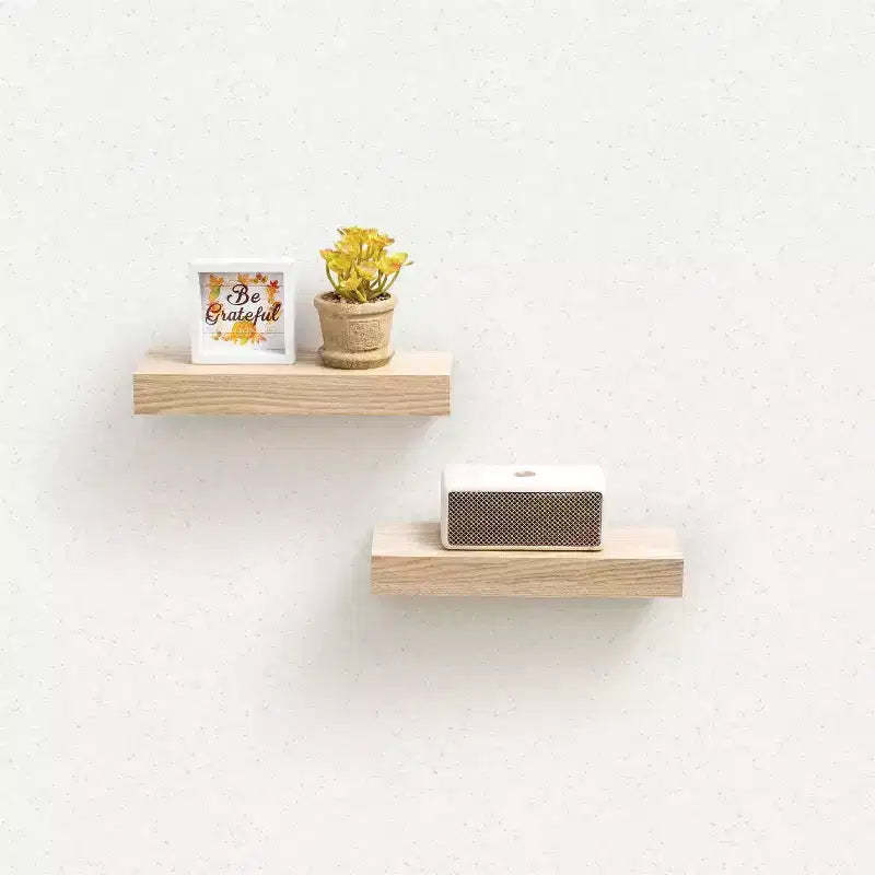11.8 Maple Floating Shelf C invisible-bracket wood wall mount, perfect bathroom/bedroom/kitchen dcor or book/plant display, easy install.