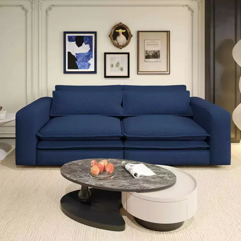 MAYEERTY 93 King Size Sleeper Sofa Bed, Pull Out Sofa Bed, 3-in-1 Convertible Sleeper Sofa with 2 Lumbar Pillow Blue