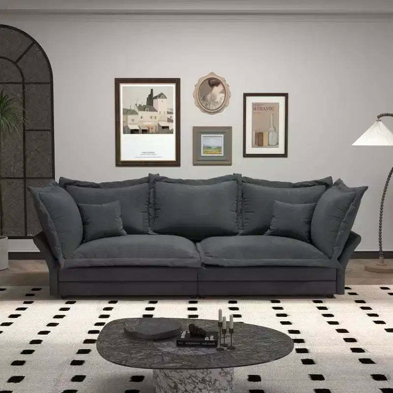 MAYEERTY 90.55 Modern Comfy Upholstered Sofa Cloud Couch,Deep Seat Couches with Multiple Large Sofa Pillows Gray