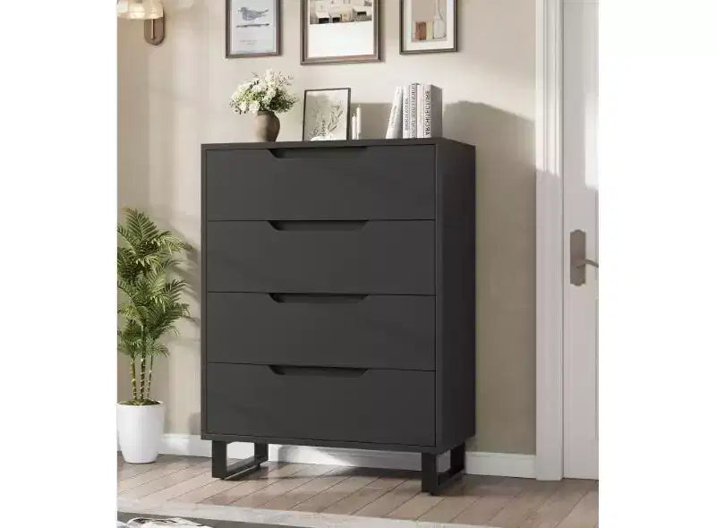 4-Drawer Particleboard Dresser with Metal Legs