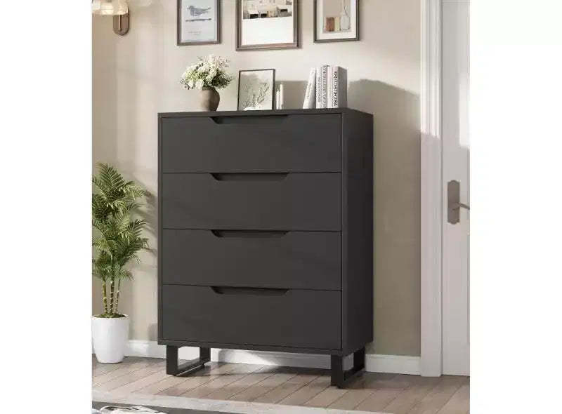 4-Drawer Particleboard Dresser with Metal Legs