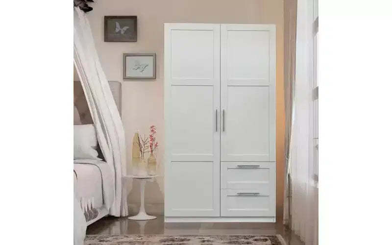 71 H Armoire Wardrobe Closet For Bedroom, Freestanding Armoire Storage Cabinet With 2 Doors, Modern Wardrobe Cabinet With 3 Shelves White