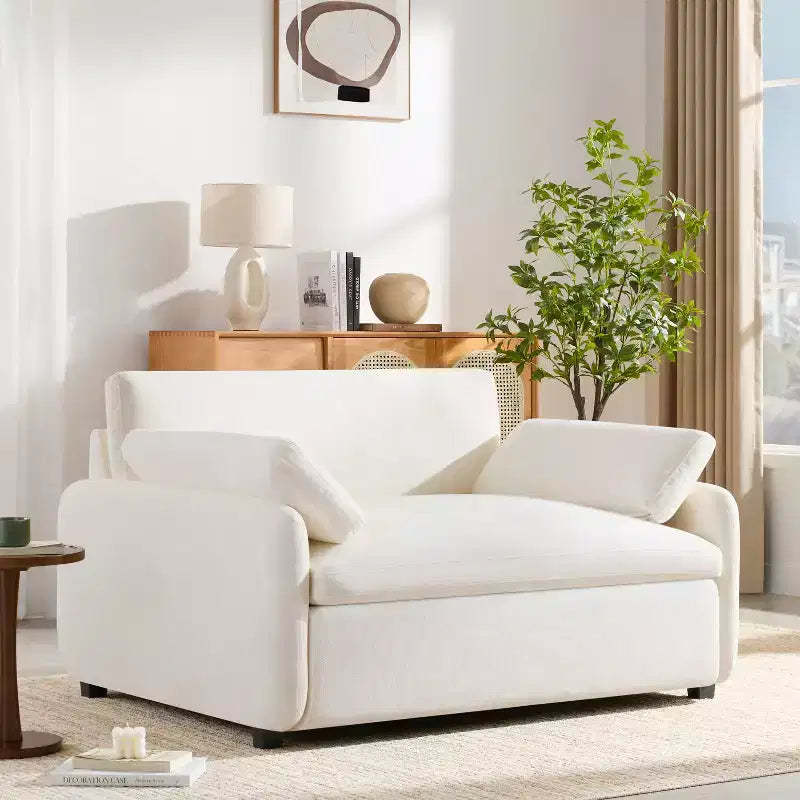 GDFStudio Oliver Modern Oversized Chenille Accent Chair with Extra-Wide Deep Seat and Pillows