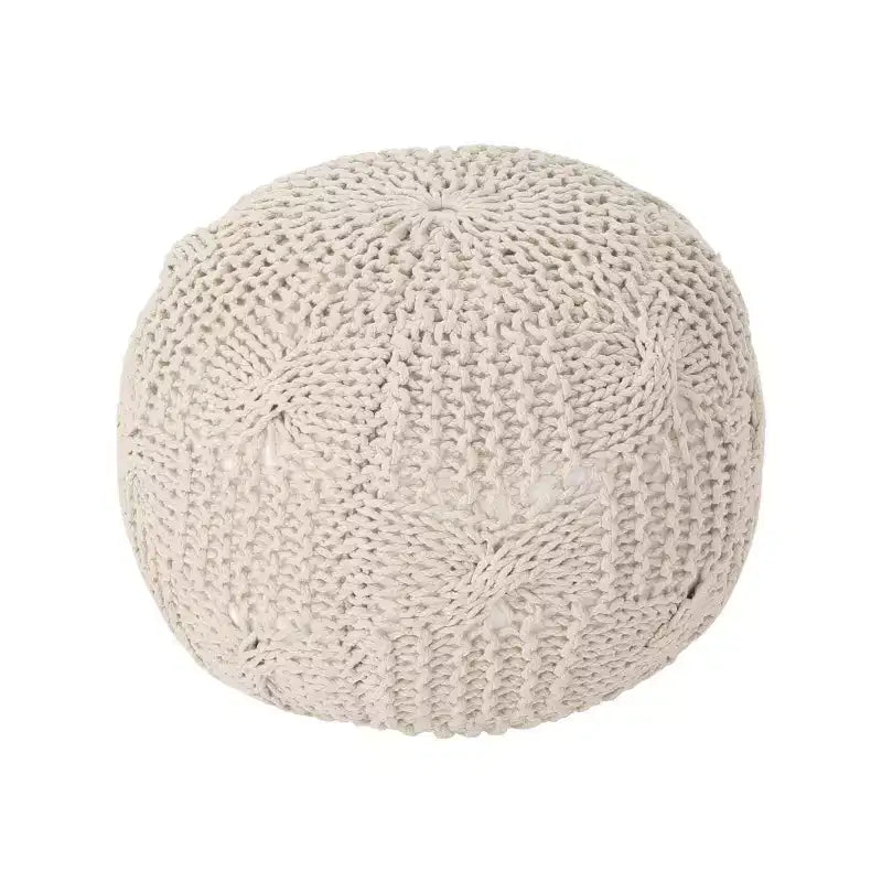 TUYOHW Round Knitted Cotton Pouf,20W x 13H Footrest Ottoman for Living Room,Accent Pouf with 200lbs Capacity,Home Decor
