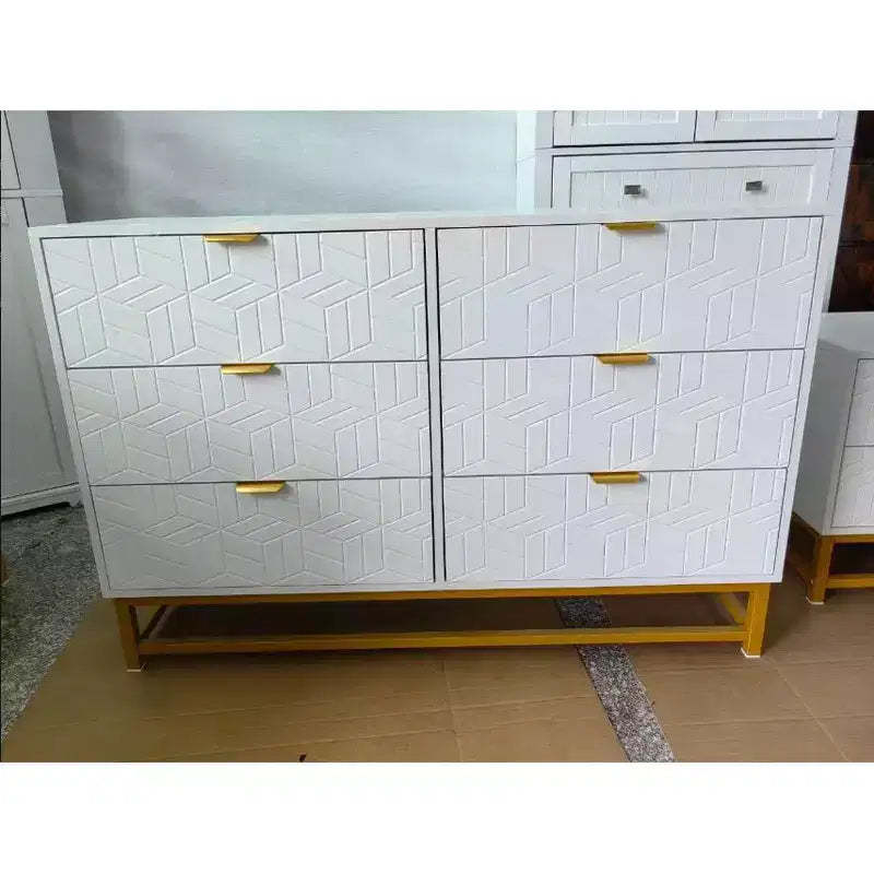 6-Drawer Dresser with Faceted Panels (MDF + U7 Lacquer Finish)