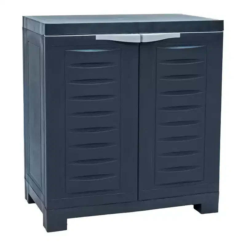 HomeRoots 26 Dark Gray Heavy Duty Plastic Two Door Utility Cabinet