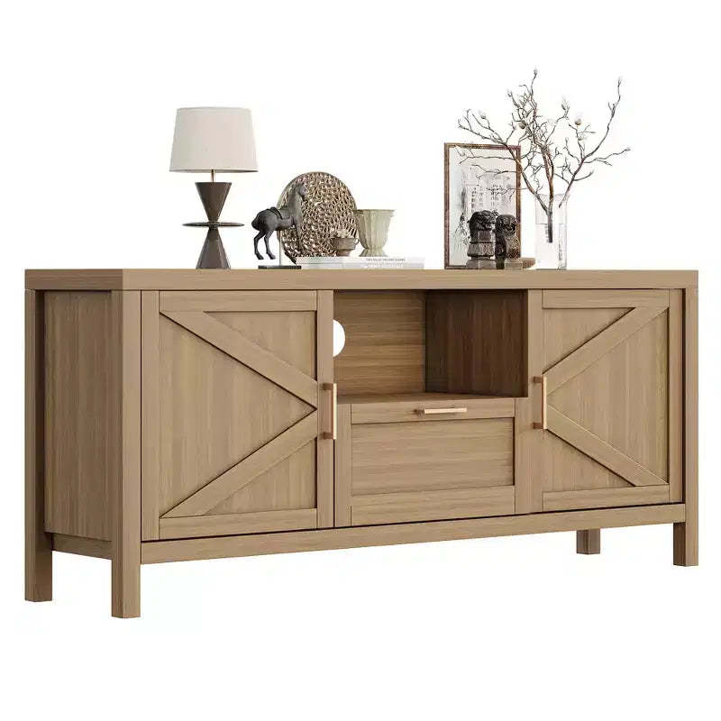 TV Stand for 65 Inch TV, Farmhouse TV Console Table for Living Room, Tall Entertainment Center with Double Barn Doors for Bedroom