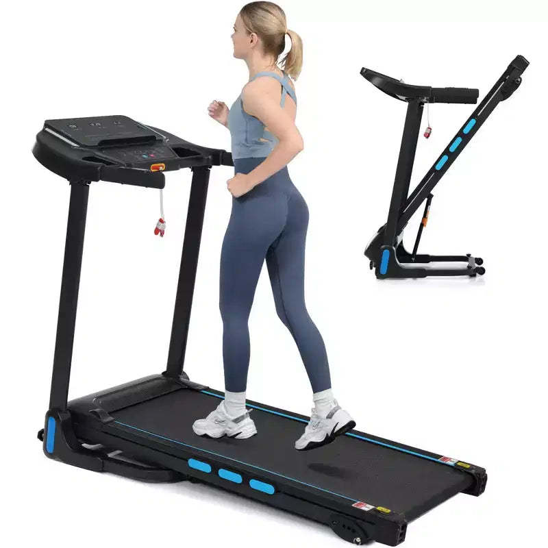 Okak 3.5HP Auto Foldable Treadmill with Incline and Hydraulic System, Treadmills for Home with Heart Rate Sensors and Bluetooth Speaker, Black