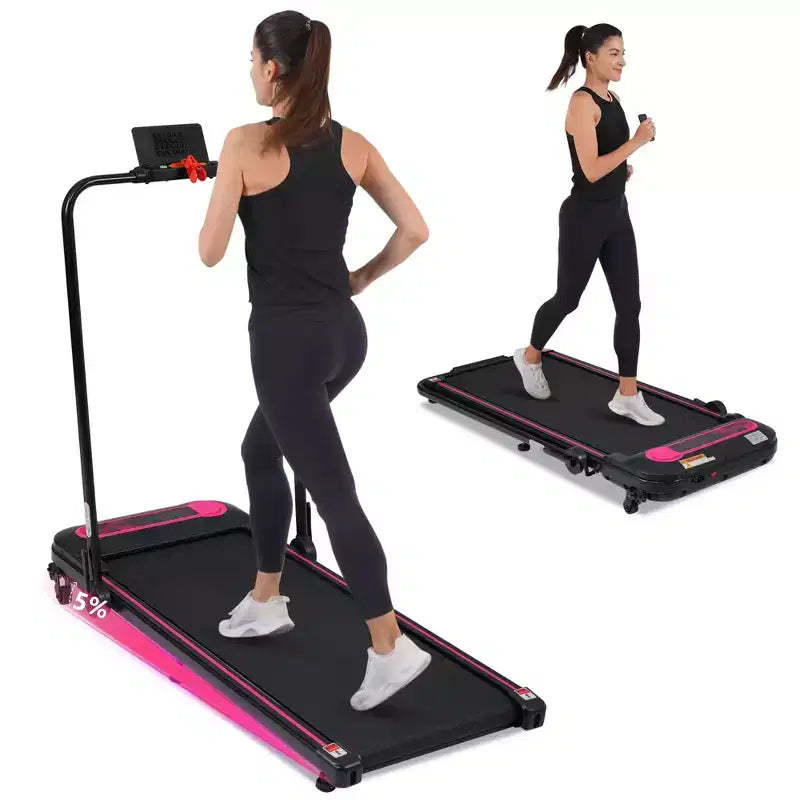 Okak Under Desk Treadmill with Incline and Adjustable Speed, 300LBS Capacity Treadmill with 2.5HP, Treadmills for Home, Office, Pink+Black