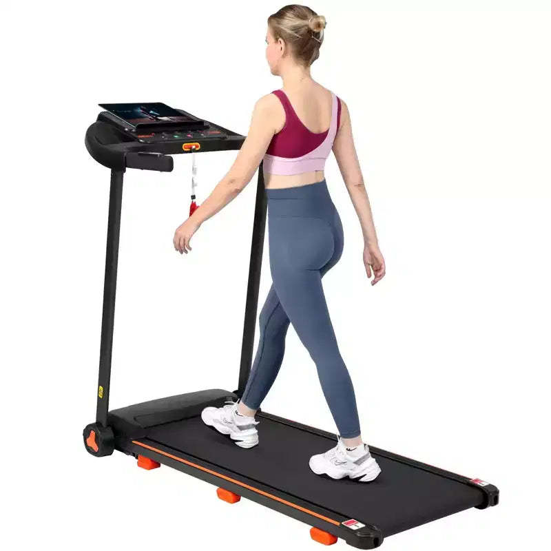 Okak 2.5HP Quiet Folding Treadmill with Heart Rate Sensor, Walking Treadmill with 6 Shock-Absorbing, Compact Treadmill with Bluetooth Speaker, Black