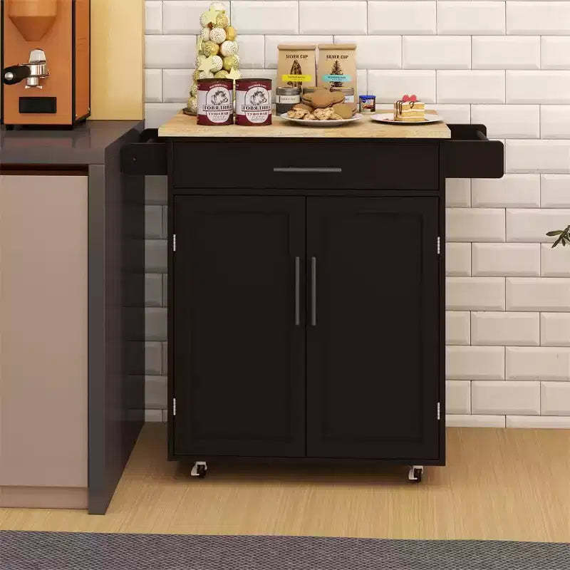 Kitchen Island with Power Outlet, Kitchen Island Storage Island with Large Worktop, Spice Rack and Drawer, Rolling Kitchen Cart on Wheels