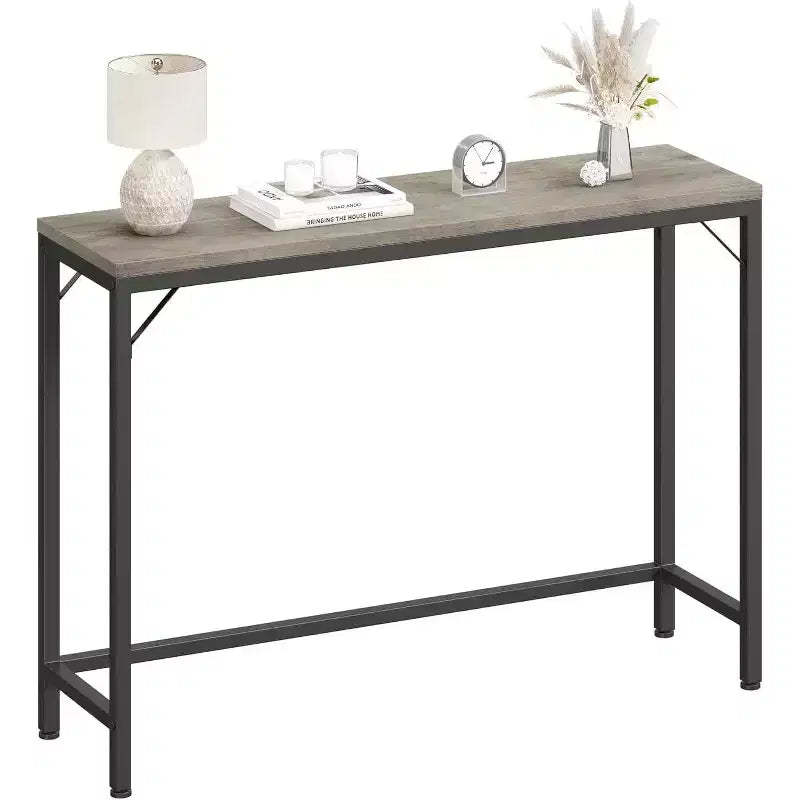 Modern Sofa Table,39.4 in Industrial Style Console Table for Behind Couch,Entryway or Hallway, Sturdy Metal Frame with Wooden Top,Space-Saving Design