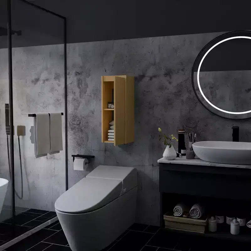 GDFStudio Avenor Bamboo Wall Bathroom Cabinet with Soft Doors and Storage