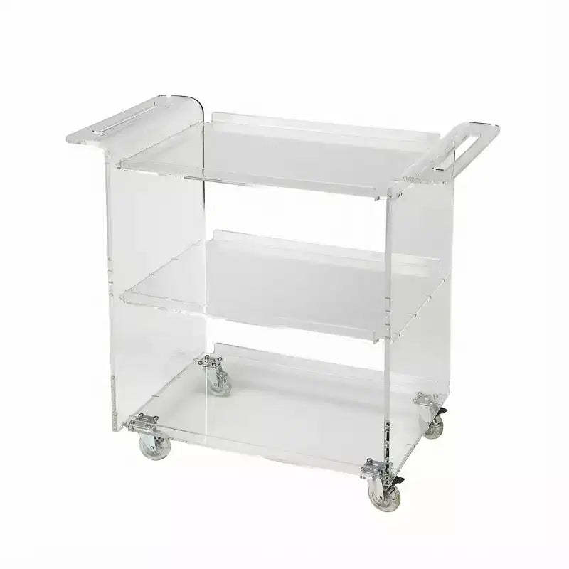 HomeRoots Clear Acrylic Rolling Server Bar Cart