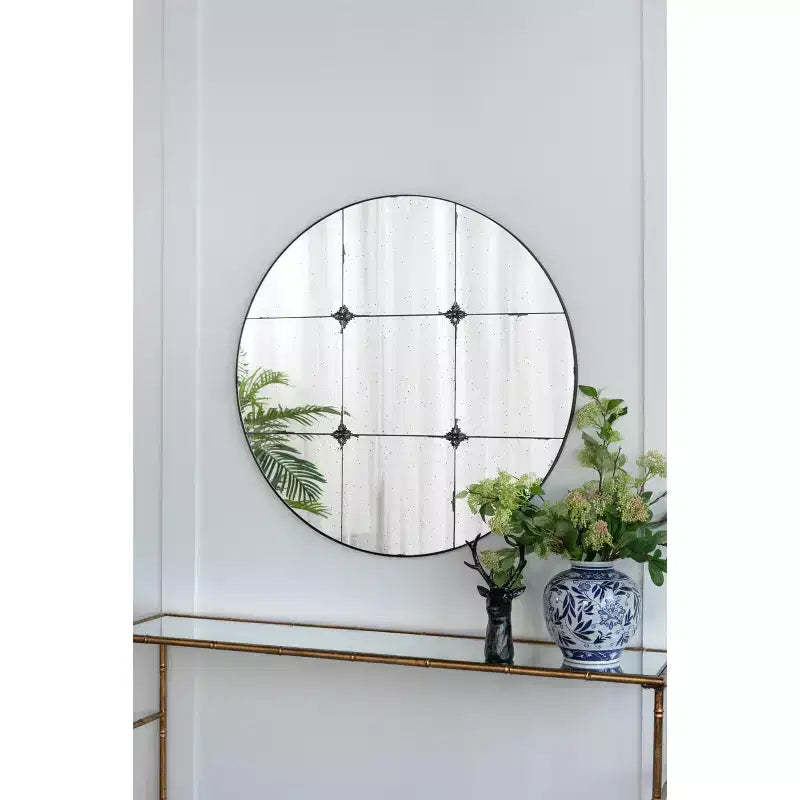 36 Inch Traditional Round Antique Glass Wall Mirror
