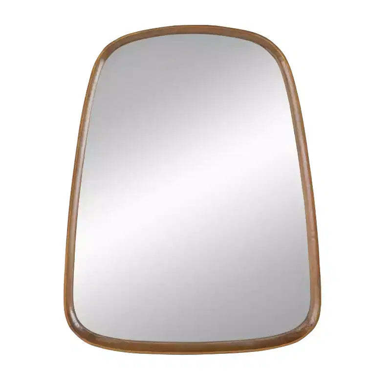27 x 37 Inch Irregular Wall Mirror with Wood Frame