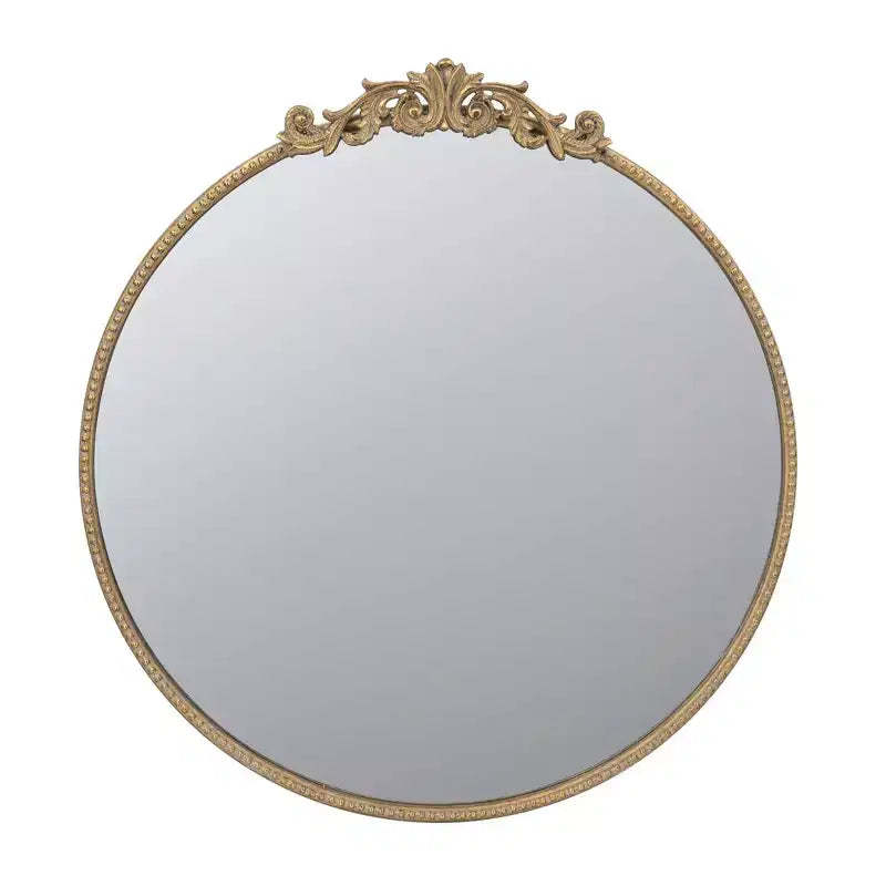 30 x 32 Inch Round Gold Wall Mirror with Metal Frame