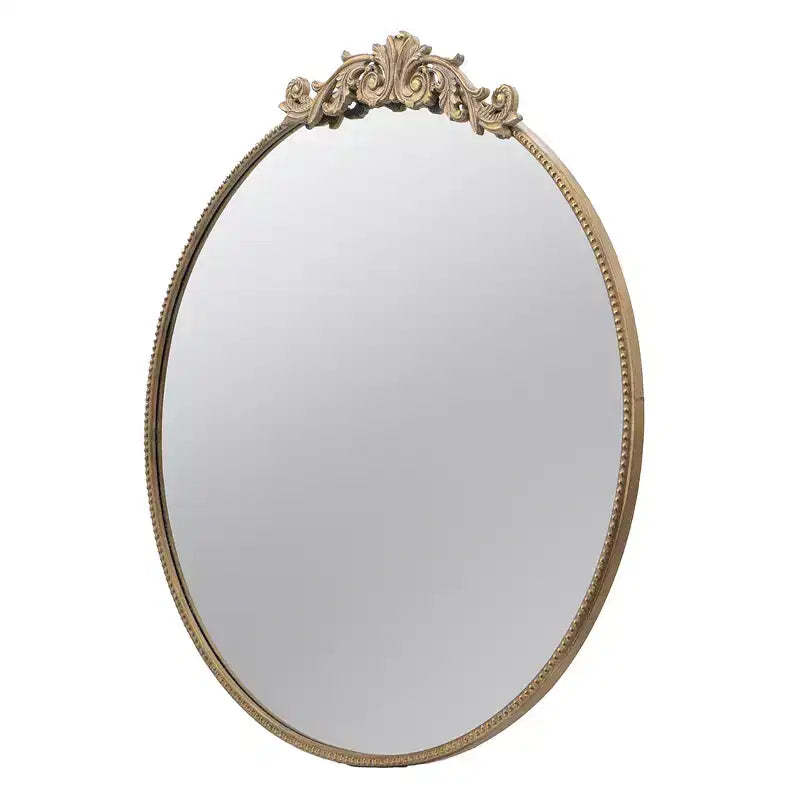 36 x 39 Inch Round Gold Wall Mirror with Metal Frame