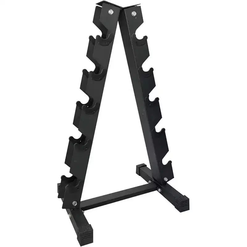 Black Carbon Steel 5-Tier Dumbbell Rack - For Home Gym Equipment Storage
