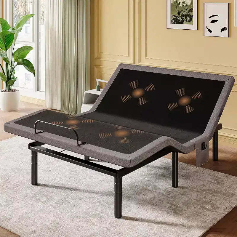 Queen Size Adjustable Bed Frame with Massage, Zero Clearance and Zero Gravity Mode, Electric Bed with Head and Foot Incline, Wireless Remote