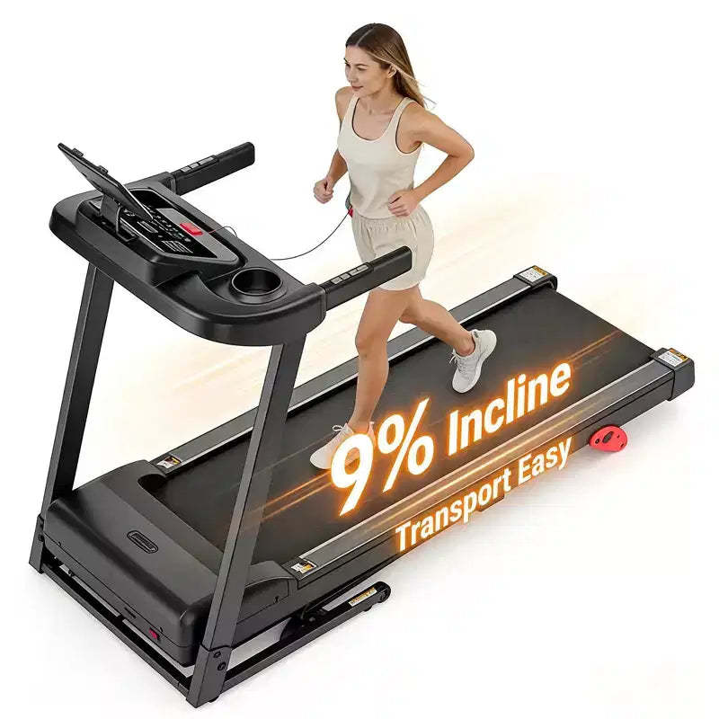 Folding Treadmill with Incline for Home, 3.0HP Motor, LED Display, Bluetooth Speakers, App Compatible, Shock Absorption for Walking & Running