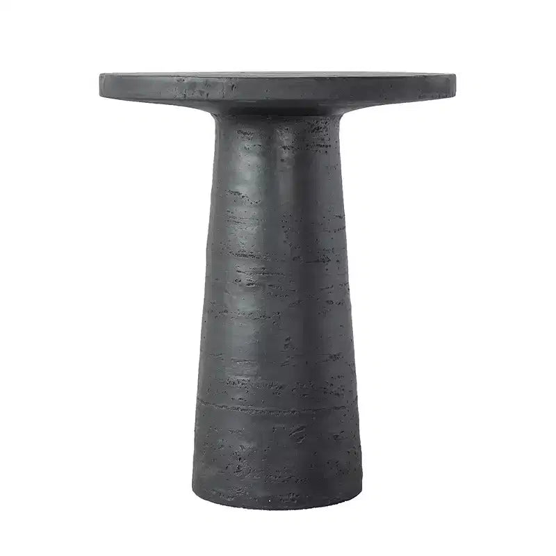 Black Round Side Table with Pedestal Base 22x22x25.5