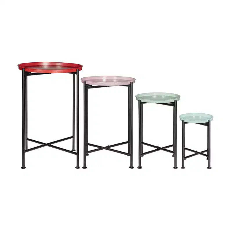 Set of 4 Multicolor Nesting Plant Stands Metal Frame