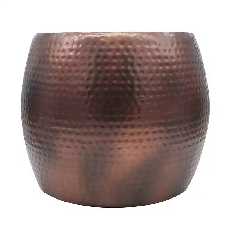 Nuria Hammered Accent Table Round Metal Design D19.5x16