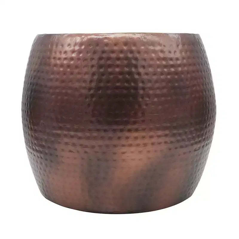 Nuria Hammered Accent Table Round Metal Design D19.5x16