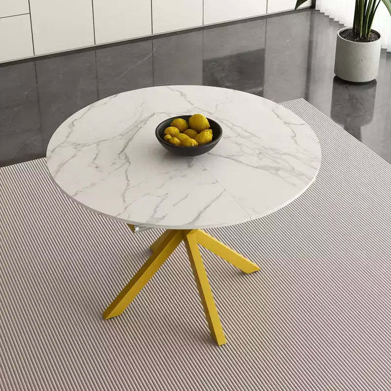 GDFStudio Renee Modern Extendable Round Dining Table with X-shaped Base