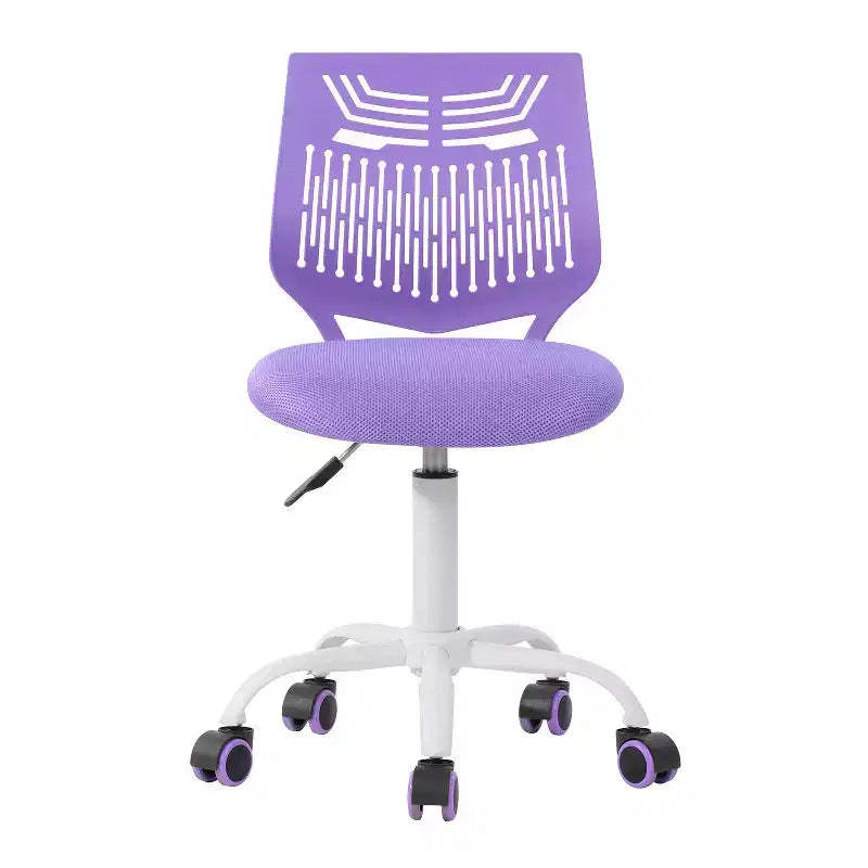 HomeRoots Purple and White Adjustable Height Swivel Rolling Office Chair