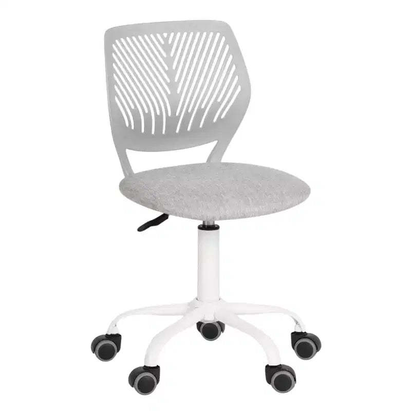 HomeRoots Gray and White Adjustable Height Swivel Rolling Office Chair