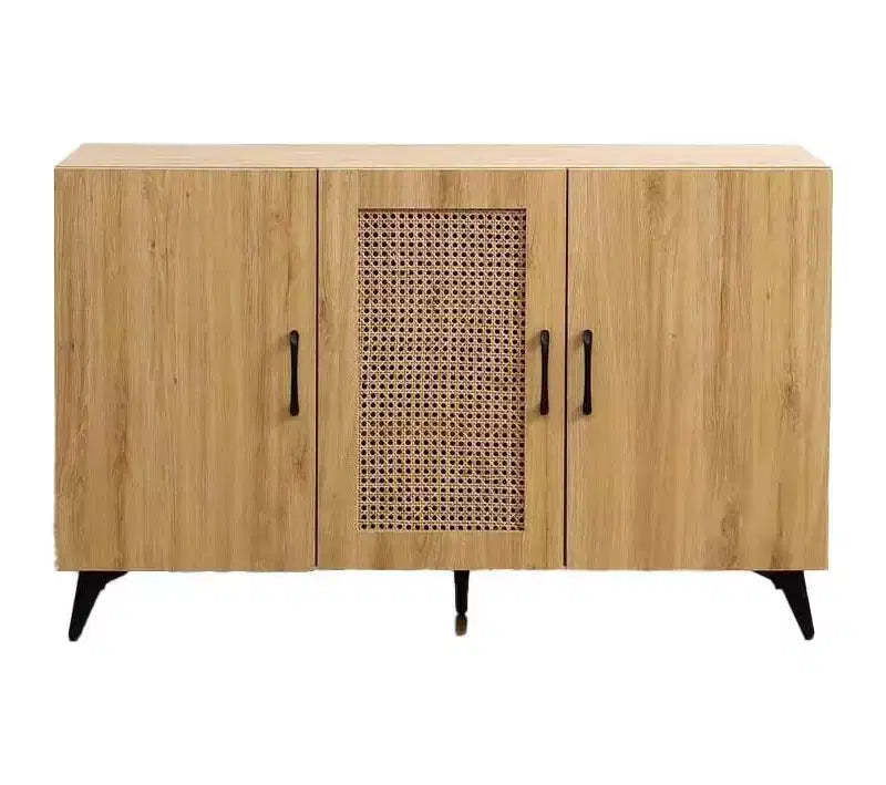 Sideboard Buffet Cabinet - Rattan Mesh Door Engineering Wood Frame Console Table for Entrance Living Room Restaurant