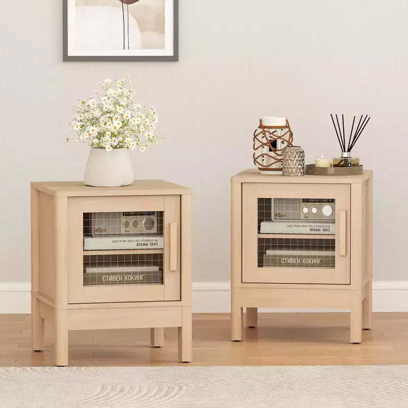 Bestier Modern Nightstand with Clear Acrylic Panel & Large Storage Space, 16x16x20 inch-Set of 2