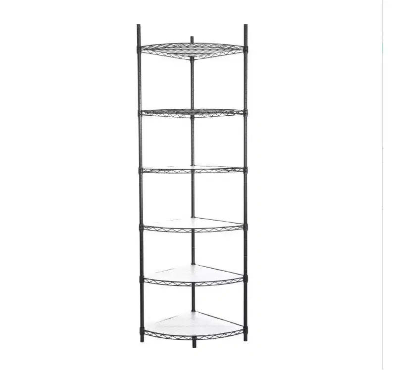 6-Tier Adjustable Heavy Duty Corner Wire Shelf (Iron + Plastic)