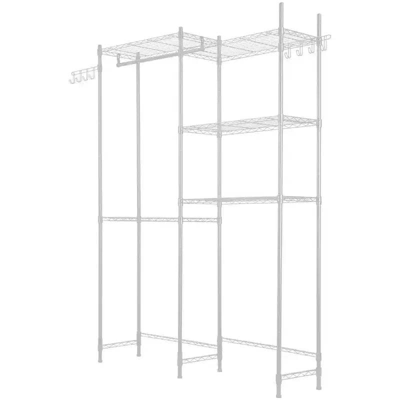 VIYET 5-Tier Over Washer Dryer Storage Shelf, Adjustable with Hanger Rod & Hooks, White Laundry Space Saver