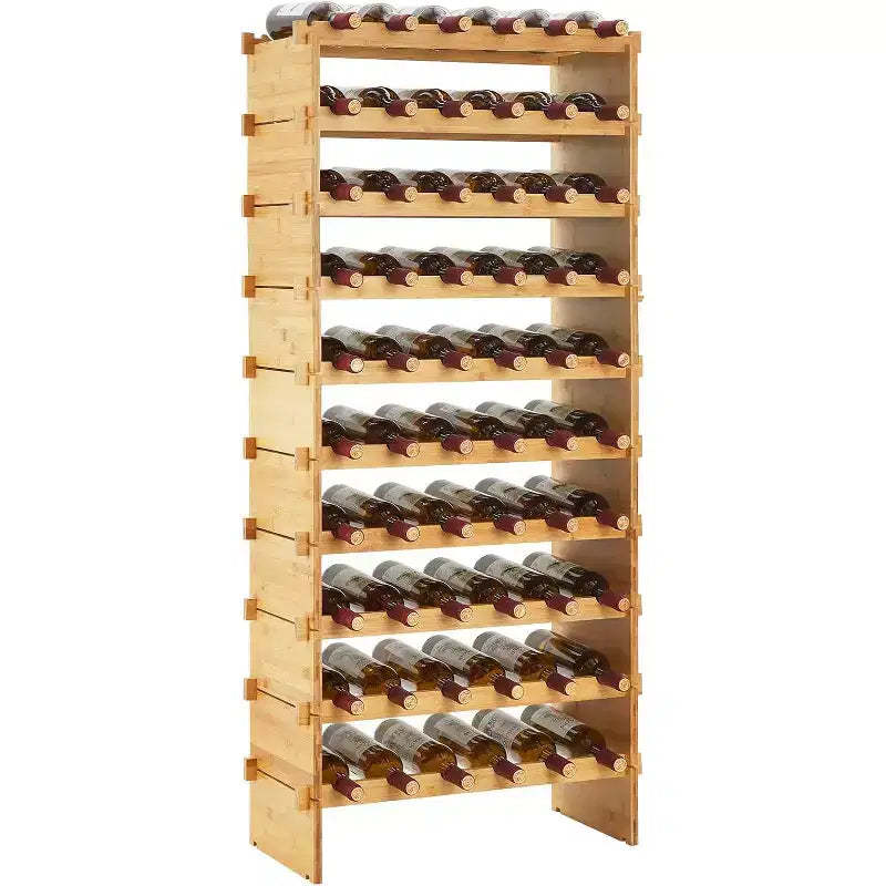 COZONY Wine Rack Bamboo Stackable, Free Standing Bottle Holder Storage Display Shelf