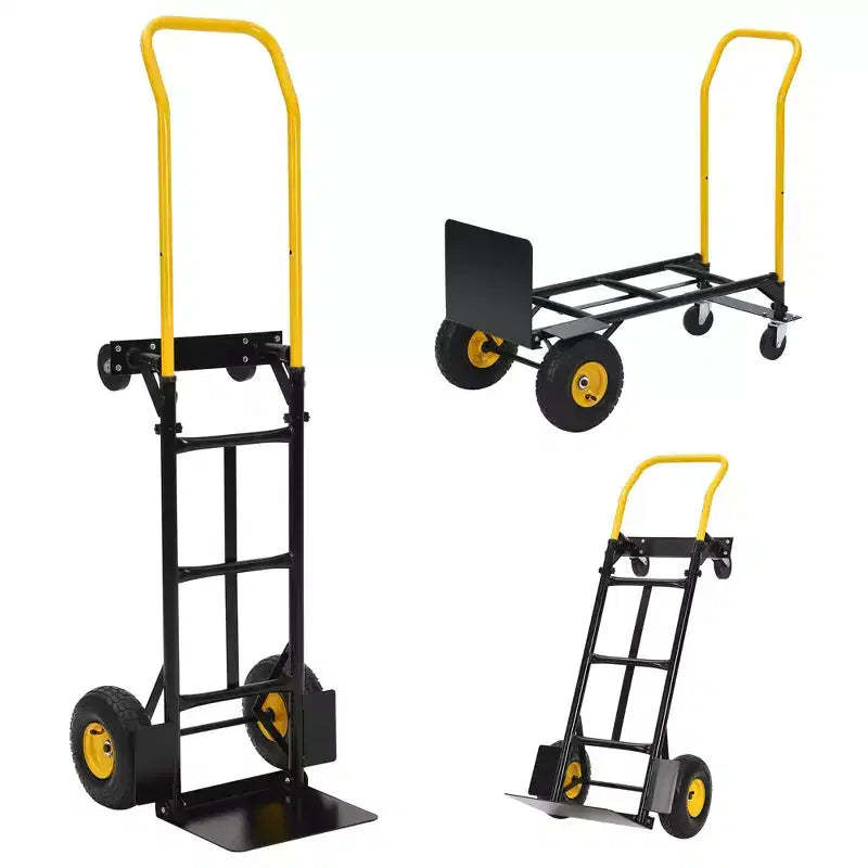 Dolly Cart with Wheels - 400LB Capacity Heavy Duty Hand Truck with 4 Non-Flat Wheels, 2-in-1 Hand Cart