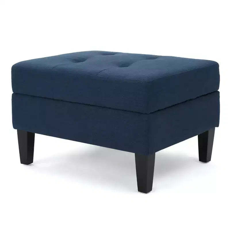 TUYOHW 28 Modern Wood Ottoman with Storage Rectangle Storage Bench with Button Tufted Top Foot Stool Ottoman for Bedroom, Living Room