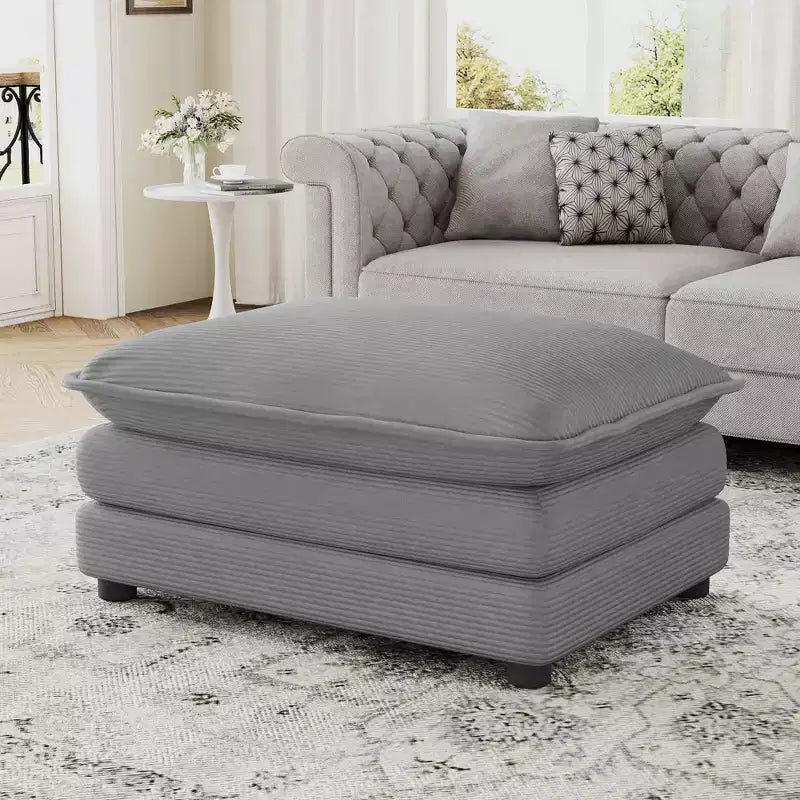 MAYEERTY 35.4 Ottoman Dual-layer Ottoman for Living Room Bedroom Dark Gray