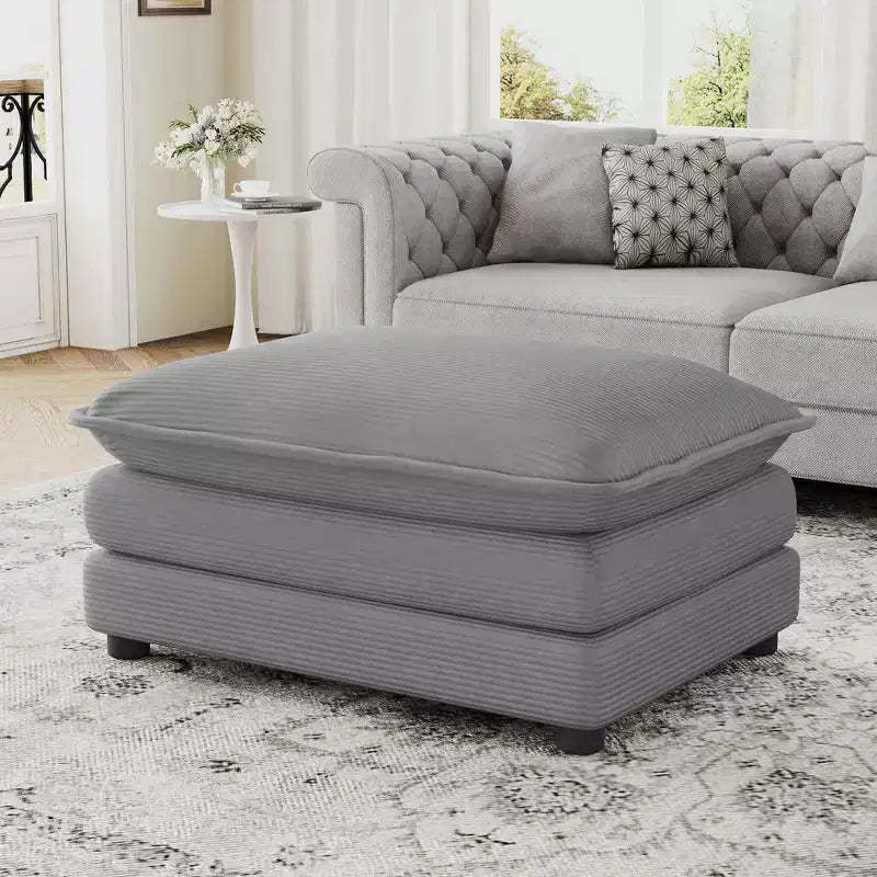 MAYEERTY 35.4 Ottoman Dual-layer Ottoman for Living Room Bedroom Dark Gray