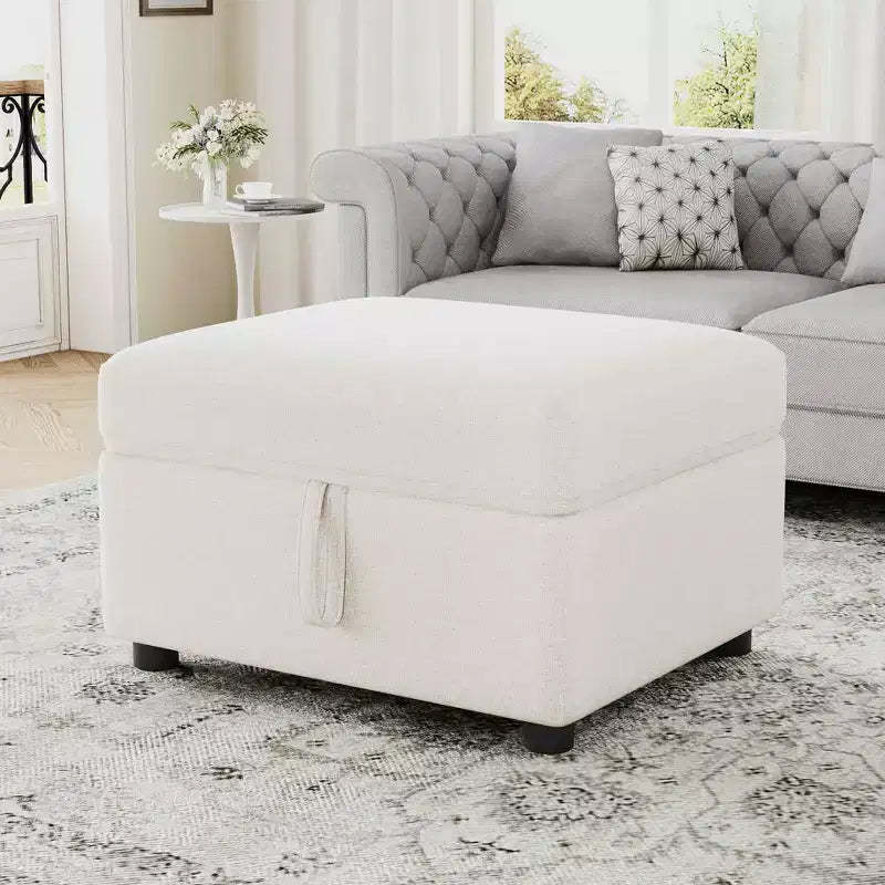MAYEERTY 26.6 Ottoman Movable Storage Ottoman Footrest for Living Room Bedroom Beige