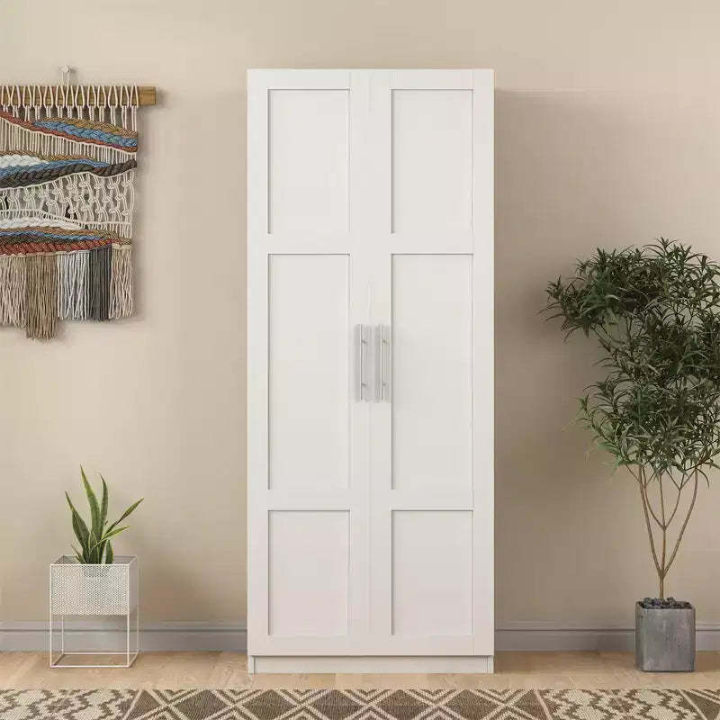 Tall Wardrobe Closet2 Doors, Contemporary Storage Cabinet with Shelves, Freestanding Wardrobe Closet & Cabinet for Bedroom