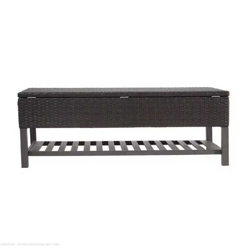 Brown Multi Rattan Storage Bench, Spacious, for Entryway & Patio