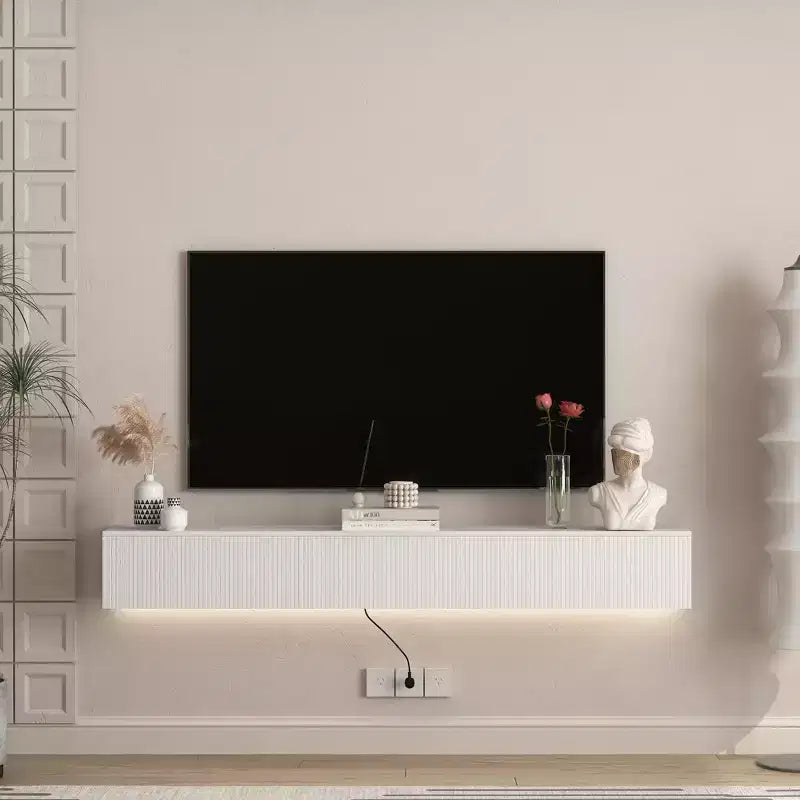 JVNOXK Floating TV Stand Wall Mounted with 16 Color LEDs,69 Modern TV Stand, Floating TV Cabinet Entertainment Center for 55 60 65 Inch TV