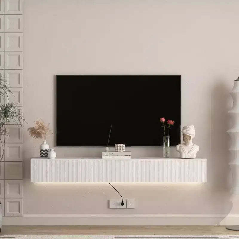 JVNOXK Floating TV Stand Wall Mounted with 16 Color LEDs,69 Modern TV Stand, Floating TV Cabinet Entertainment Center for 55 60 65 Inch TV
