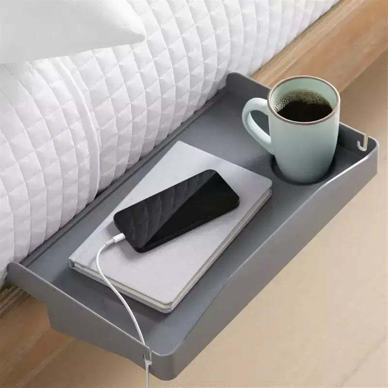 Modern Innovations Bedside Shelf with Cord and Cup Holder (Dark Gray)