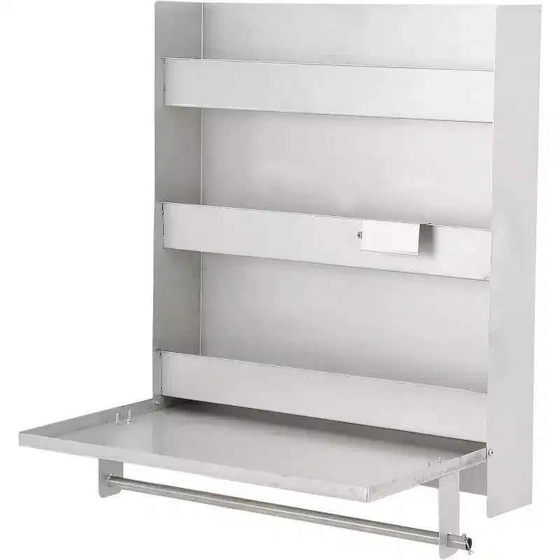 COZONY Aluminium Work Station Storage Cabinet, Flip Up Work Tray w/ Paper Towel Rack, Trailer Cabinet Organizer for Enclosed Race Trailer Shop Storage