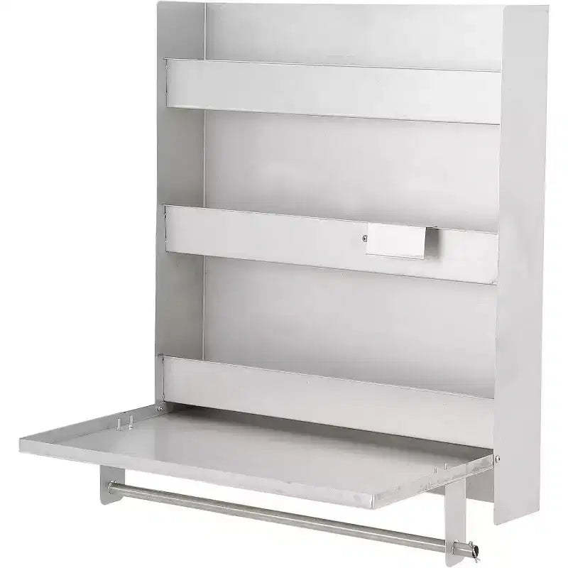 COZONY Aluminium Work Station Storage Cabinet, Flip Up Work Tray w/ Paper Towel Rack, Trailer Cabinet Organizer for Enclosed Race Trailer Shop Storage