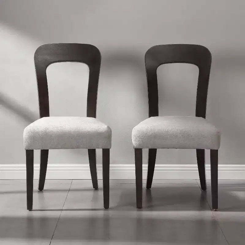 Set of 2 Wooden Dining Chairs, Modern Armless Side Chairs with Hollow Backrest, Padded Seat and 330 LBS Capacity for Living Room Kitchen